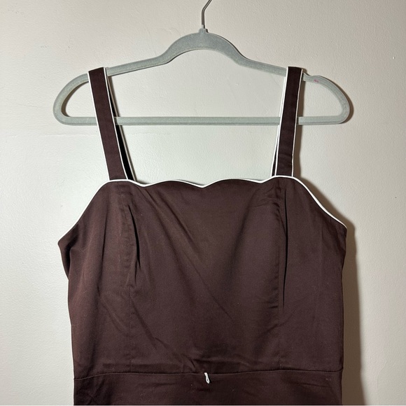 R&K Brown Adjustable Strap Mini Dress Missing Belt Petite Size 16P - Picture 3 of 7
